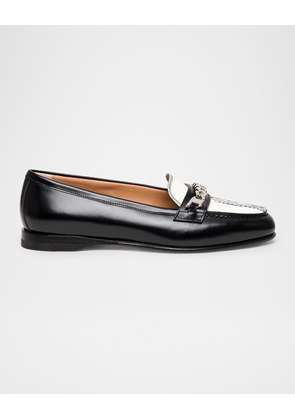 Andrea Bicolor Leather Chain Loafers