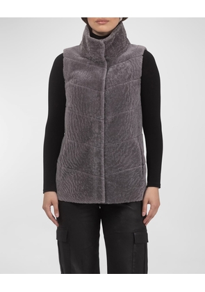 Reversible Textured Lamb Shearling Vest