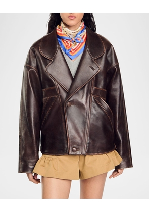 Clem Wrap Distressed Lambskin Leather Jacket