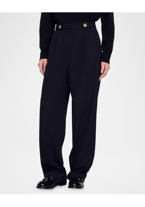 Tosca Pintuck Wool-Blend Trousers