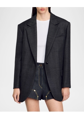 Felicie Single-Breasted Check Blazer