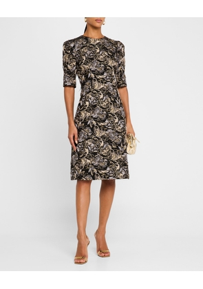 A-Line Textured Metallic Jacquard Dress