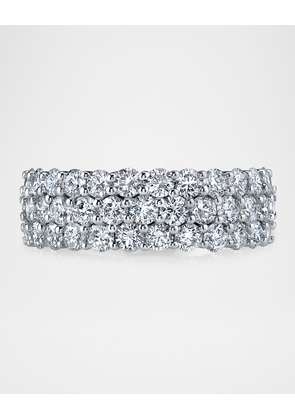 Platinum 3-Row Diamond Prong-Set Eternity Band Ring, 4.3tcw