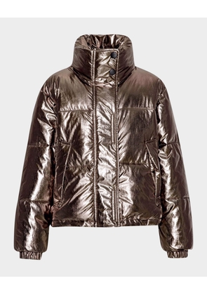 Girl's Hansine Metallic Puffer Coat, Size 8-14