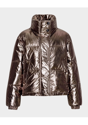 Girl's Hansine Metallic Puffer Coat, Size 5-6