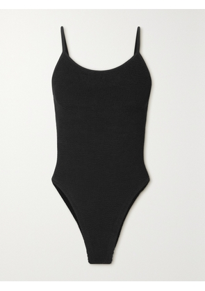 Hunza G - + Net Sustain Pamela Seersucker Swimsuit - Black - One size