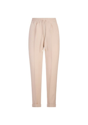 Kiton Beige Tapered Trousers With Drawstring