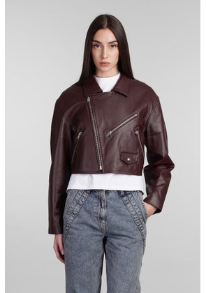 IRO Castilli Biker Jacket In Bordeaux Leather