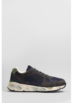 Premiata Mase Sneakers In Blue Suede And Fabric