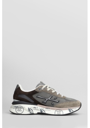 Premiata Moerun Sneakers In Taupe Suede And Fabric