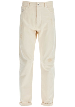 Brunello Cucinelli Destroyed Leisure Fit Jeans With Distressed Details.