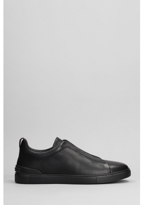 Zegna Triple Stich Sneakers In Black Leather