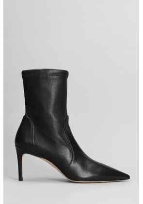 Stuart Weitzman Stuart 75 High Heels Ankle Boots In Black Leather