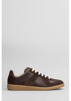 Maison Margiela Replica Sneakers In Brown Suede And Leather