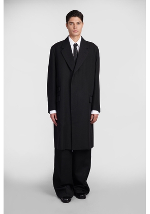 Maison Margiela Coat In Black Wool