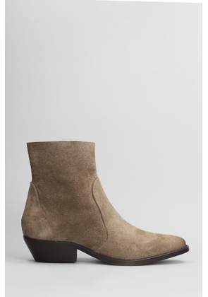 Julie Dee High Heels Ankle Boots In Brown Suede