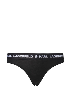 Karl Lagerfeld logo-waistband thong - Black