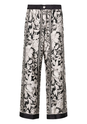 Pierre-Louis Mascia Aloe floral-print silk trousers - Neutrals