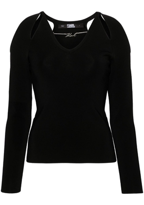 Karl Lagerfeld logo-plaque cut-out jumper - Black