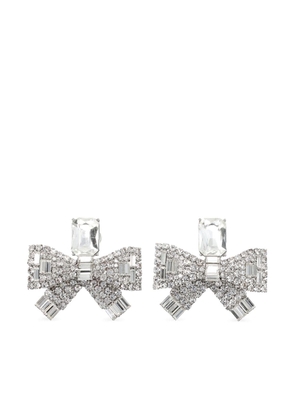 Self-Portrait small Crystal Bow earrings - Silver