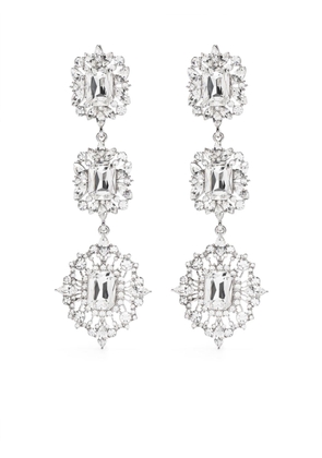 Self-Portrait cubic zirconia-embellished dangle earrings - Silver