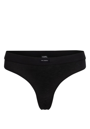 Karl Lagerfeld Essential logo-appliqué thong - Black