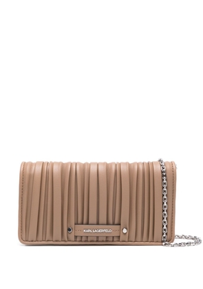 Karl Lagerfeld logo-patch clutch bag - Brown