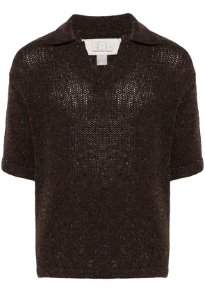 ERL speckle-knit polo sweater - Brown