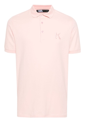 Karl Lagerfeld logo-embroidered jersey polo shirt - Pink