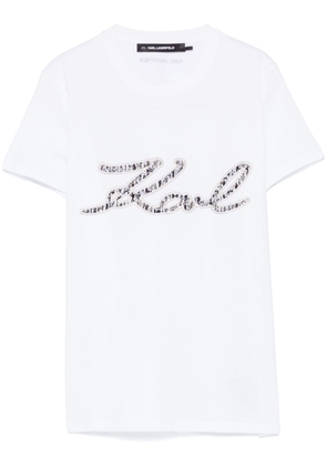 Karl Lagerfeld embroidered-logo T-shirt - White