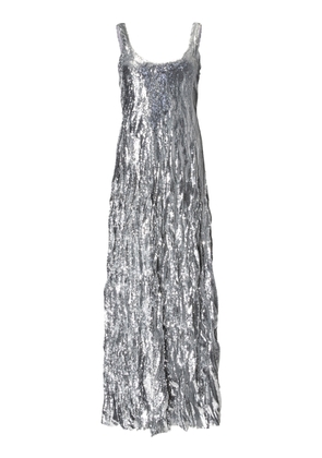 Marmar Halim - Sequined Silk-Blend Maxi Dress - Silver - FR 36 - Moda Operandi