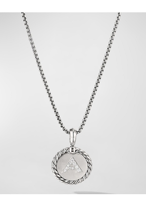 18mm Initial Cable Collectibles Charm Necklace with Diamonds in Silver