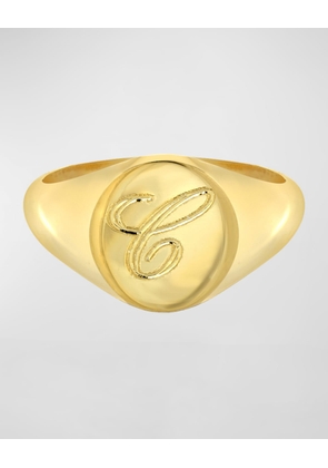 Small Personalized Initial Signet Ring, Size 4-8