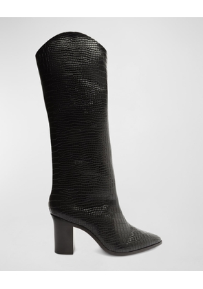 Analeah Snake-Print Leather Tall Boots