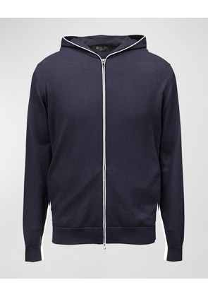 Cashmere-Cotton Zip-Front Hoodie