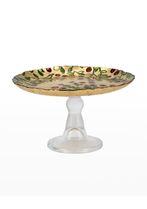 Cranberry Glass Small Cake Stand