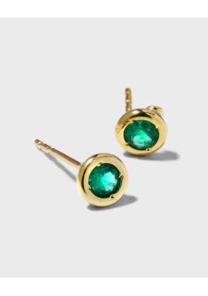 Yellow Gold Emerald Tiny Stud Earrings