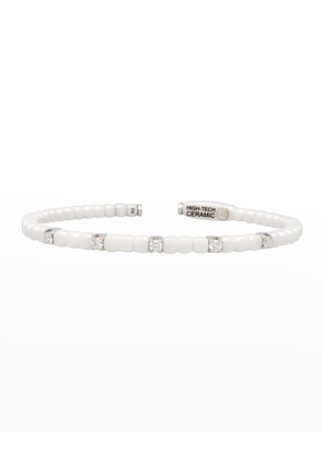 Dado 18k White Gold, White Ceramic & Five Diamond Bracelet