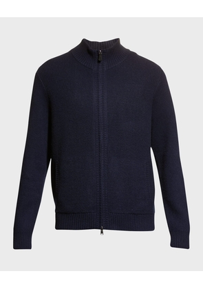 Men's Waffle-Knit Cashmere Full-Zip Jacket