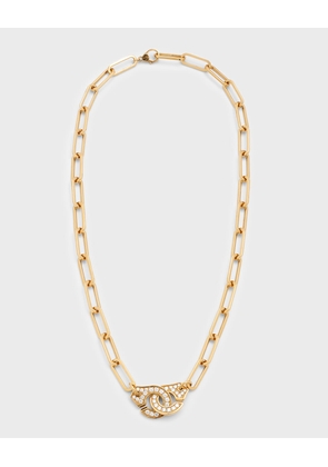 Yellow Gold Menottes R15 Extra-Large Chain Necklace with Diamonds