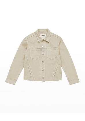 Janelle Slim Cropped Jean Jacket with Raw Hem