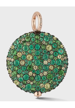 25mm Large Pebble Pendant in 18K Rose Gold and Green Emeralds