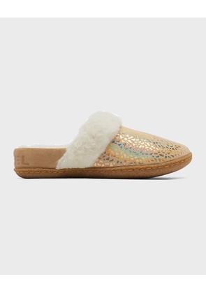 Kid's Nakiska II Metallic Suede Slippers w/ Faux-Fur