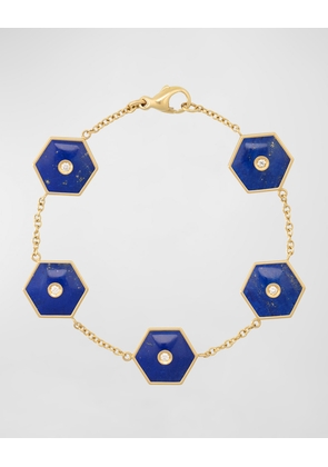 Baia Sommersa 18K Yellow Gold Bracelet with White Diamonds and Lapis