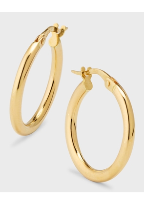 18K Polished Hoop Earrings, 15mm