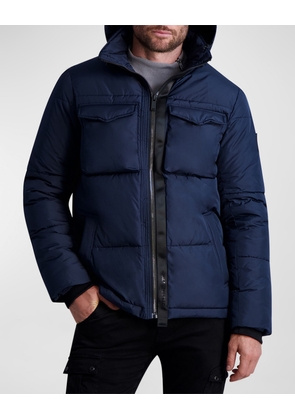 Men's Puffer Jacket with Hidden Hood