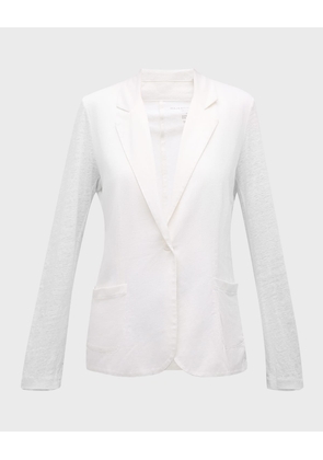 Stretch Linen One-Button Blazer