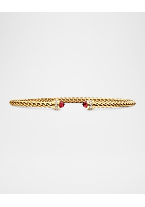 3mm Cablespira Bracelet with Gemstone and Diamonds in 18K Gold