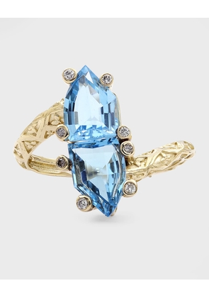 Swiss Blue Topaz & Diamond Ring