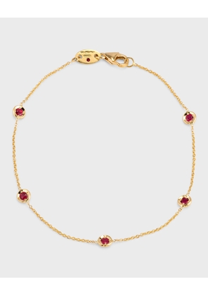 18K Gold Ruby Station Bracelet